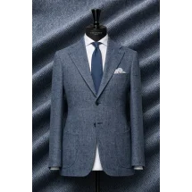 Blazer Bleu Clair Tweed Eté — sur mesure — Costume Privé Paris