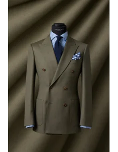 Costume croisé vert kaki foncé
