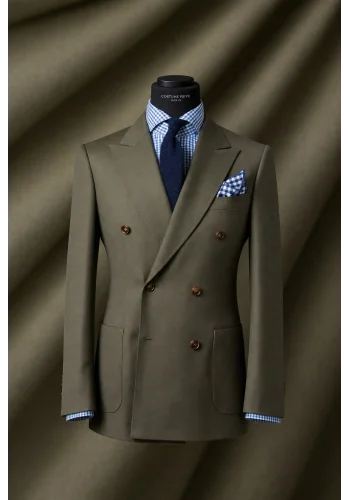Costume croisé vert kaki foncé — sur mesure — Costume Privé Paris