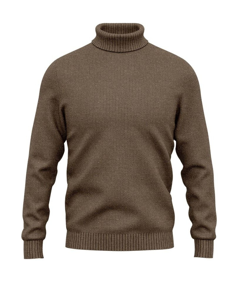 Pull col roulé brun