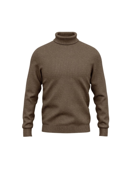 Pull col roulé brun