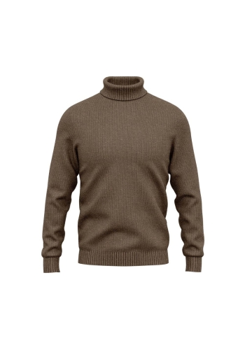 Pull col roulé brun