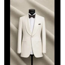 Veste de smoking ivoire col châle sur buste Costume Privé Paris