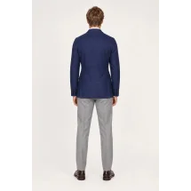 Dos de la veste saharienne lin bleu marine