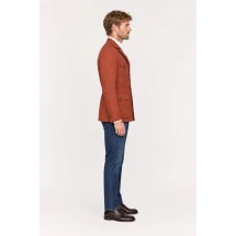 Veste saharienne lin terracotta portée de profil