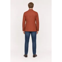Dos de la veste saharienne lin terracotta