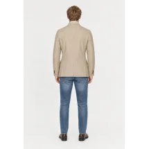 Dos de la veste saharienne lin beige sable