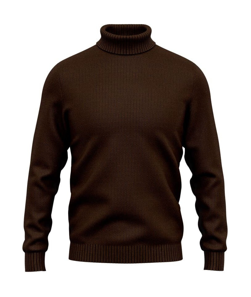 Pull col roulé marron
