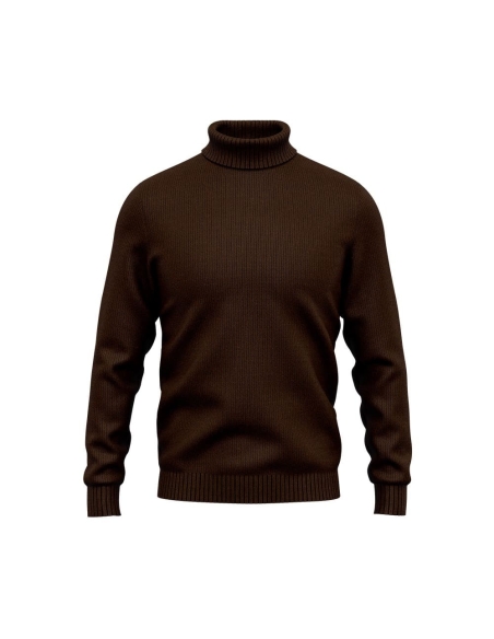 Pull col roulé marron