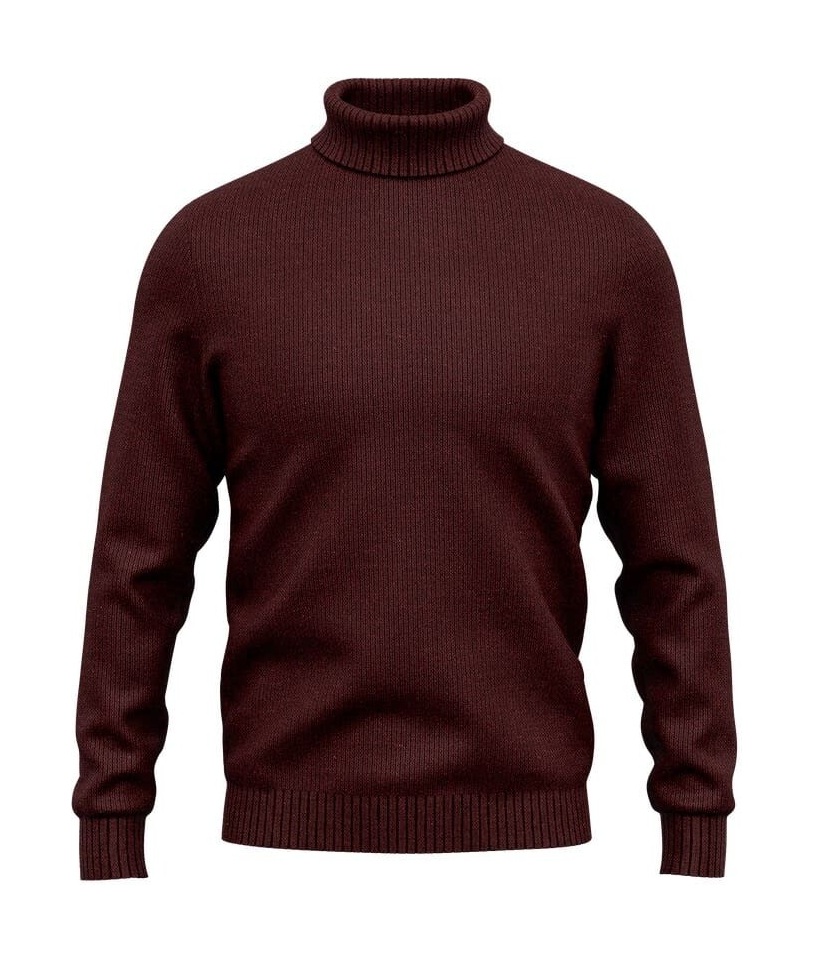 Pull col roulé bordeaux