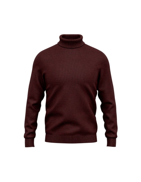 Pull col roulé bordeaux