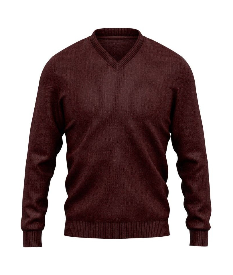 Pull col V bordeaux