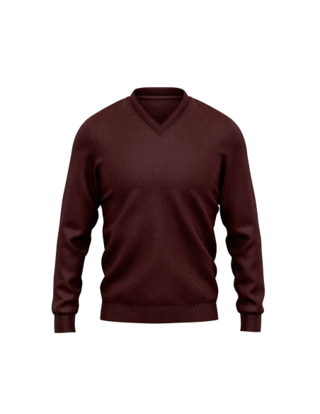 Pull col V bordeaux