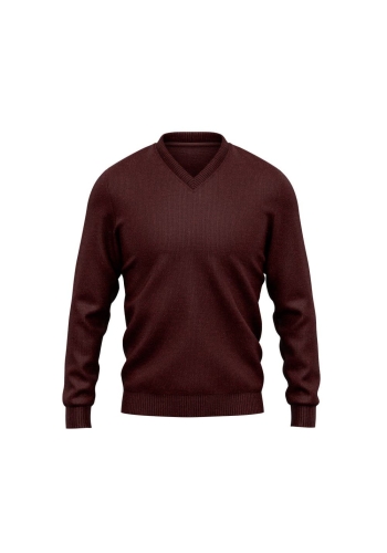 Pull col V bordeaux