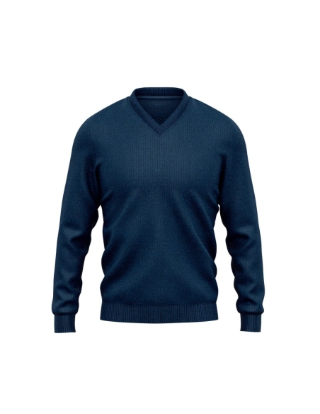 Pull col V bleu indigo