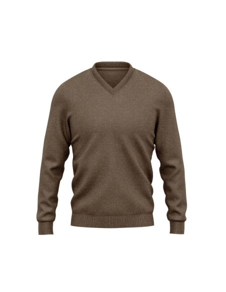 Pull col V brun