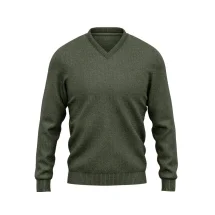 Pull col V vert olive | Costume Privé Paris