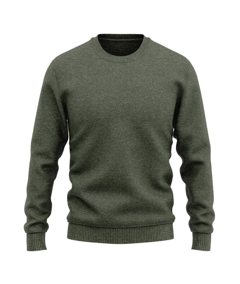Pull col rond vert olive