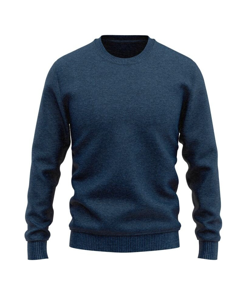Pull col rond bleu indigo