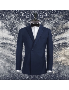 Smoking croisé 1 bouton col châle bleu