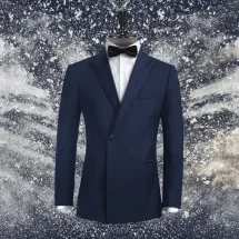 Smoking croisé 1 bouton col châle bleu | Costume Privé Paris