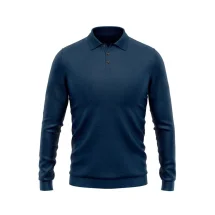 Pull polo manche longue bleu indigo | Costume Privé Paris
