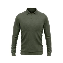Pull polo manche longue vert olive | Costume Privé Paris