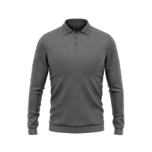 Pull polo manche longue gris | Costume Privé Paris