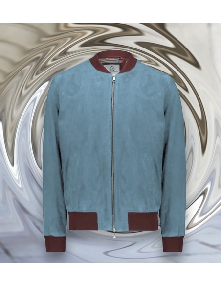 Blouson Suede bleu ciel MA1 Steve