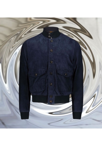 Blouson Nubuck bleu A1 Cary en cuir pour printemps-été