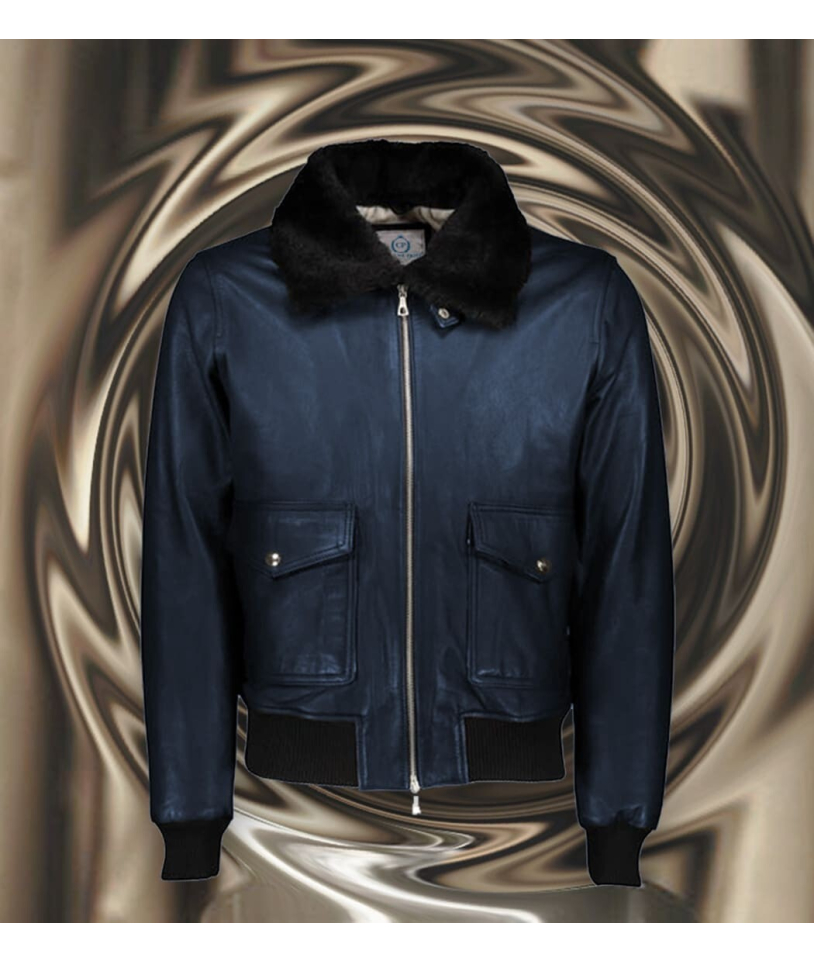 Blouson Cuir bleu nuit G1 Paul
