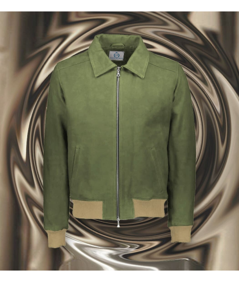 Blouson Nubuck vert kaki clair A2 John