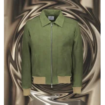 Blouson Nubuck vert kaki clair A2 John | Costume Privé Paris