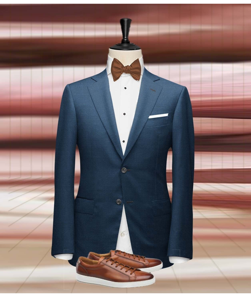 Costume mariage bleu moyen champêtre