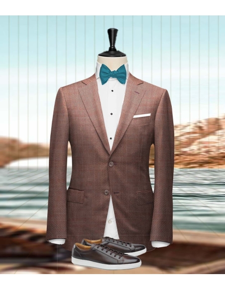 Costume mariage bordeaux clair champêtre | Costume Privé Paris