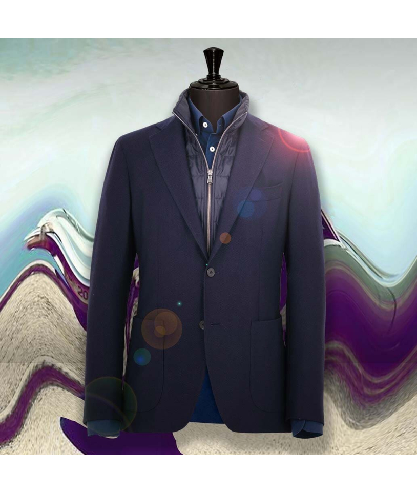 Veste bleu plastron amovible