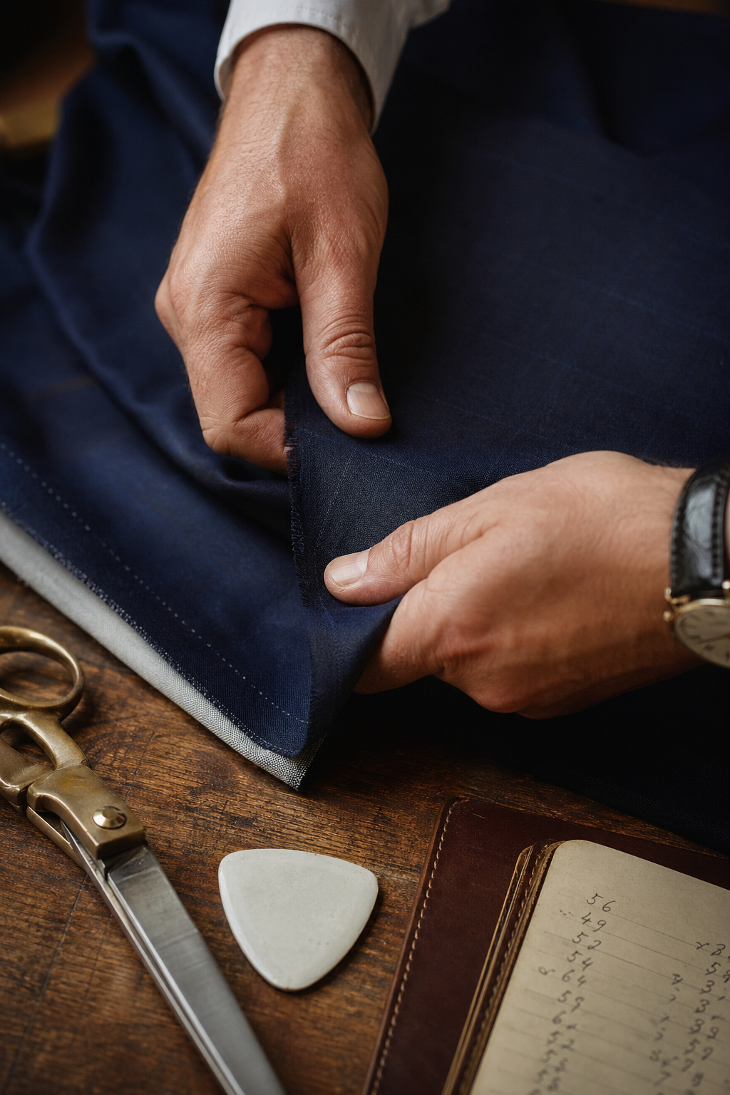 Détail finition costume sur mesure — Quel tissu choisir pour un costume croisé sur-mesure homme? — costume croise sur mesure proche de chez