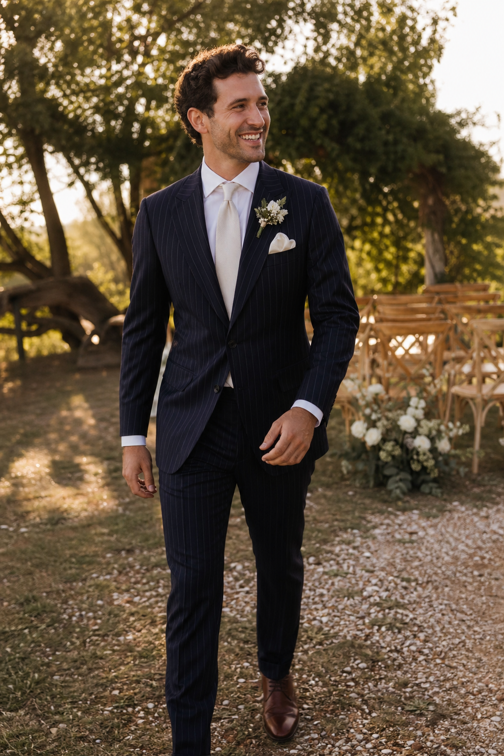 Marié en costume sur mesure — Pourquoi les rayures renforcent l’allure business ? — costume croise rayures