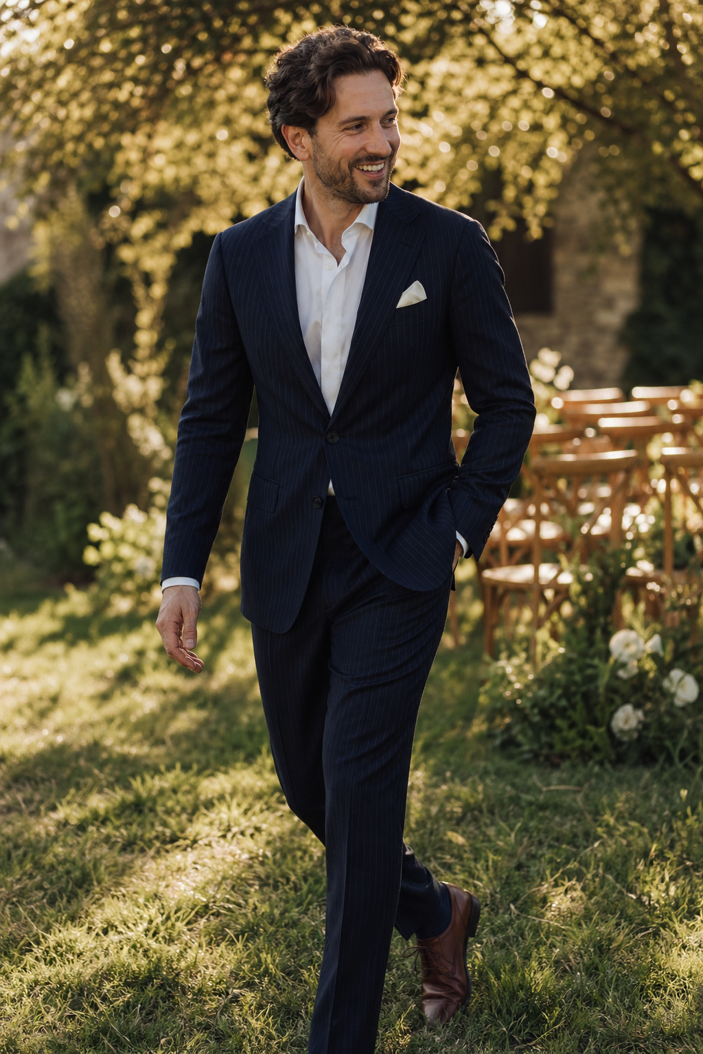 Marié en costume sur mesure — En conclusion — costume croise rayures