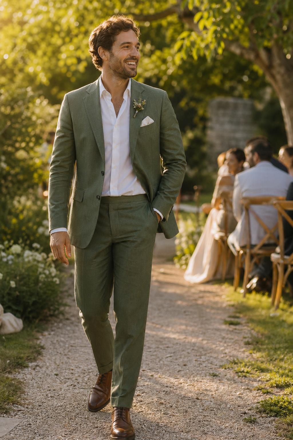 Marié en costume sur mesure — Les avantages du lin pour l'homme moderne — lin sur mesure homme