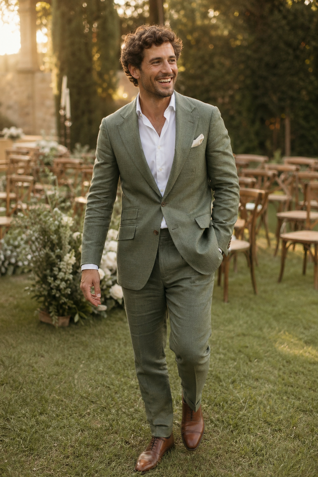Marié en costume sur mesure — Comment entretenir votre costume en lin — lin sur mesure homme