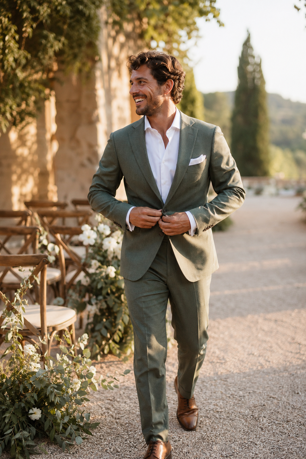 Marié en costume sur mesure — Nos costumes mariage bleu sur mesure — choisir bleu mariage sur mesure