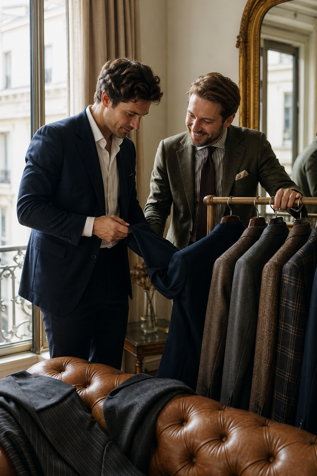 Découverte costume en salon privé — 1) Où se déroule le rendez-vous pour un costume sur mesure ? — question costume sur mesure
