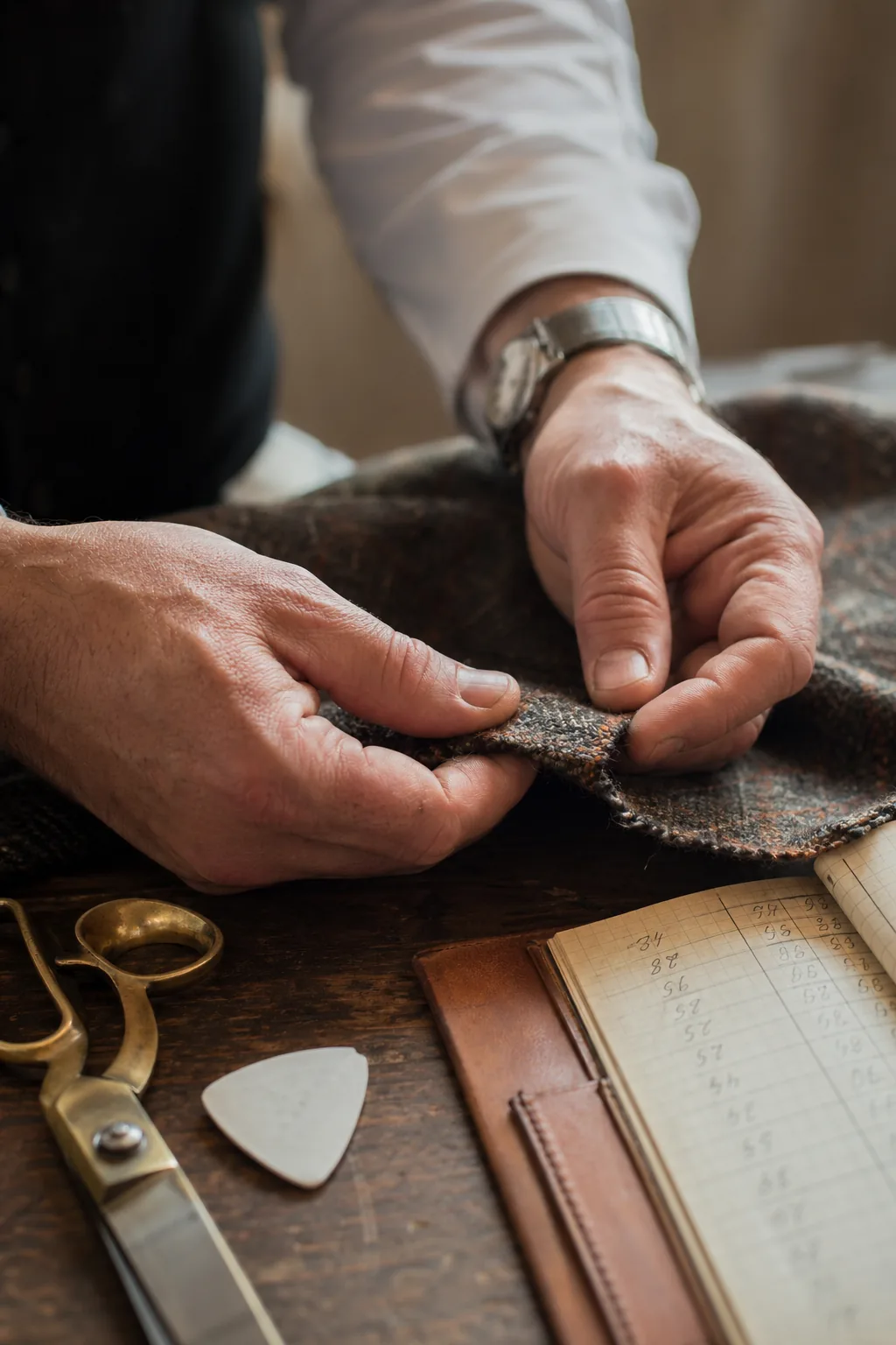 Détail finition costume sur mesure — Le tweed, brièvement — costume tweed homme sur mesure