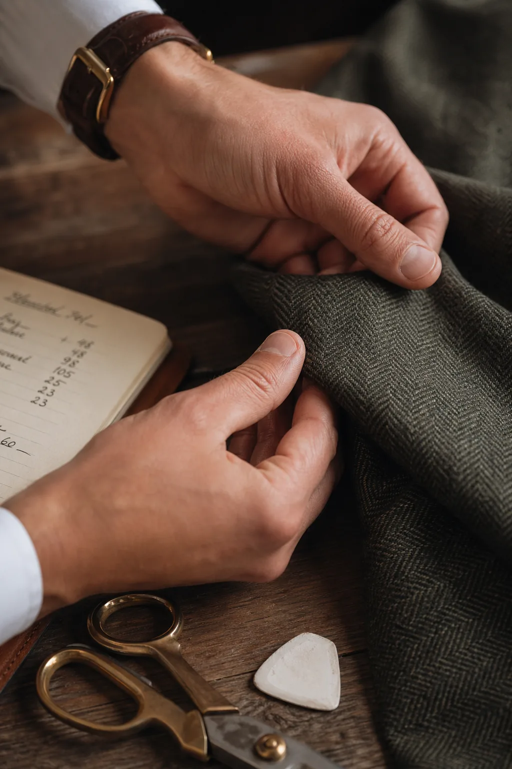 Détail finition costume sur mesure — Les couleurs et tissus que nous travaillons — costume flanelle homme sur mesure