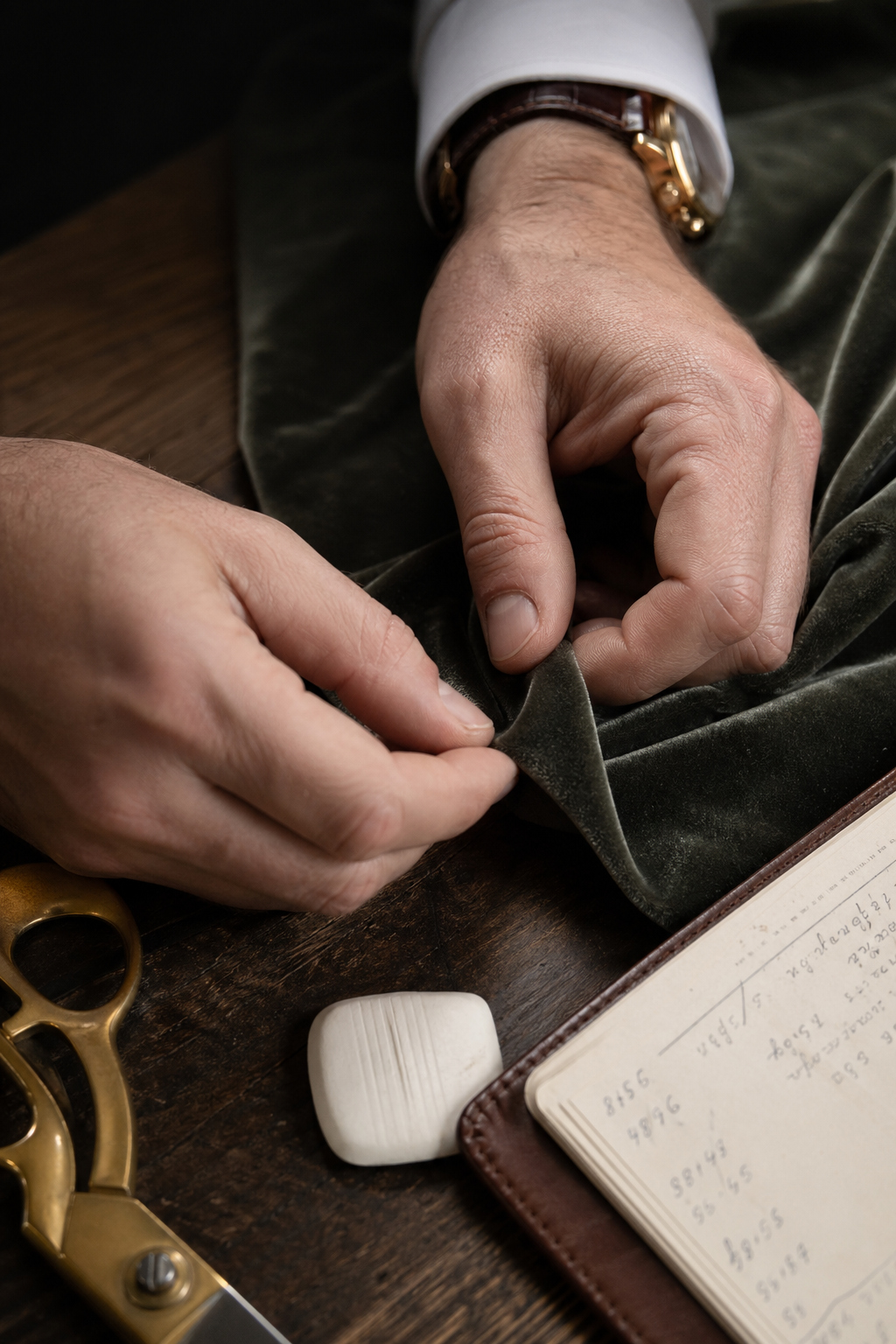 Détail finition costume sur mesure — Les couleurs qui dominent — costume velours homme sur mesure