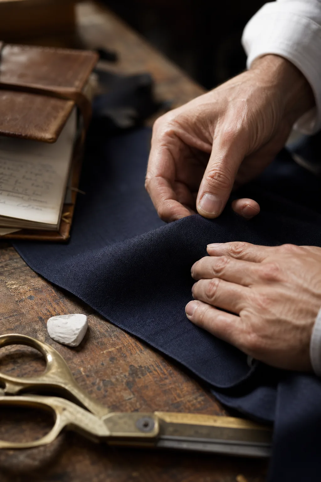 Détail finition costume sur mesure — Coupe, finitions et entretien d'un costume bleu — costume bleu sur mesure