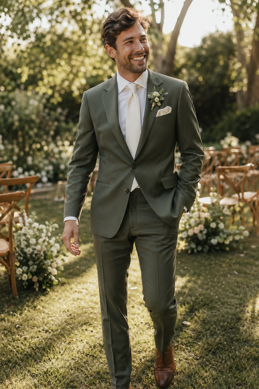 Marié en costume sur mesure — Pourquoi le sur mesure compte particulièrement sur un 3 pièces — costume 3 pieces sur mesure paris