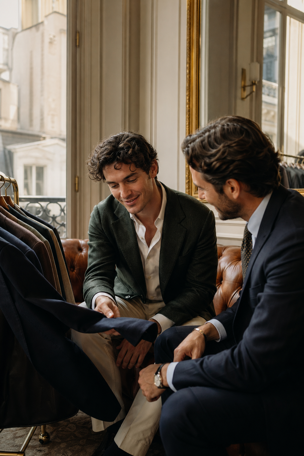 Découverte costume en salon privé — Ce qu'on ne sacrifie jamais — costume mariage sur mesure paris pas che
