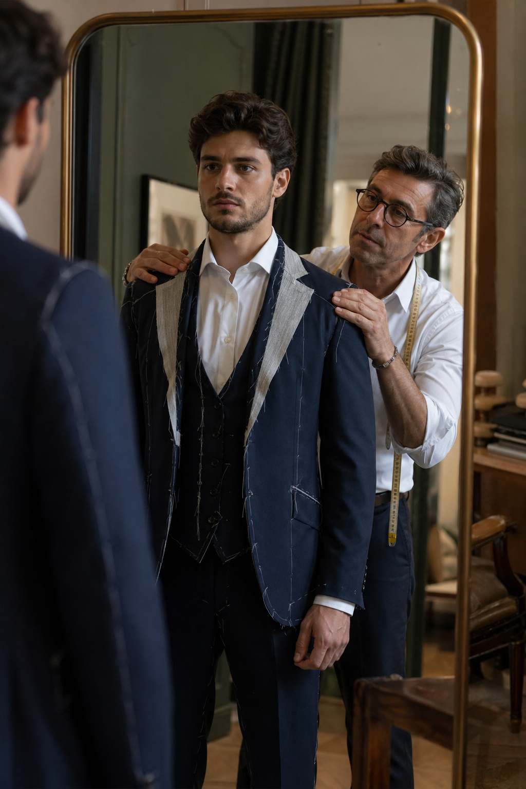 Essayage costume marié sur mesure — Exemples de configurations pour un mariage accessible — costume mariage sur mesure paris pas che